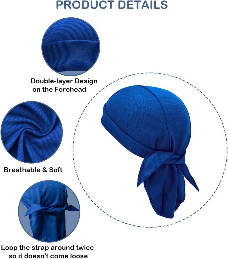 SRLLBBY Sweat Wicking Do Rags Skull Caps, Cooling Hip Hop Hat, Beanie Durag Motorcycle Head Wrap Doo Rag Liner for Men Women - Image 4